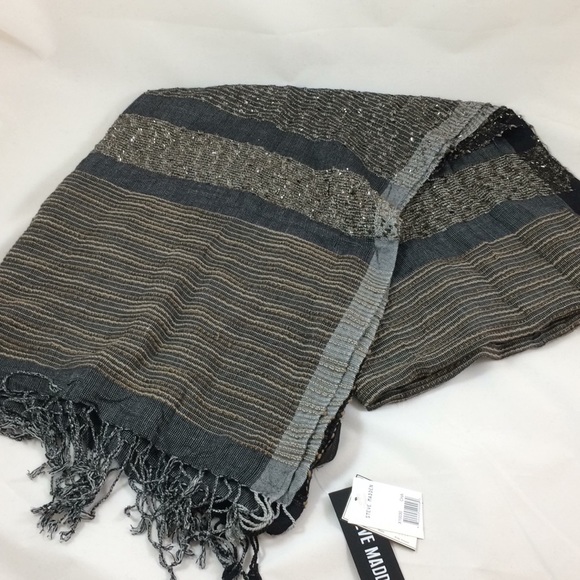NWT Steve Madden Black, Brown and silver scarf - Picture 7 of 7